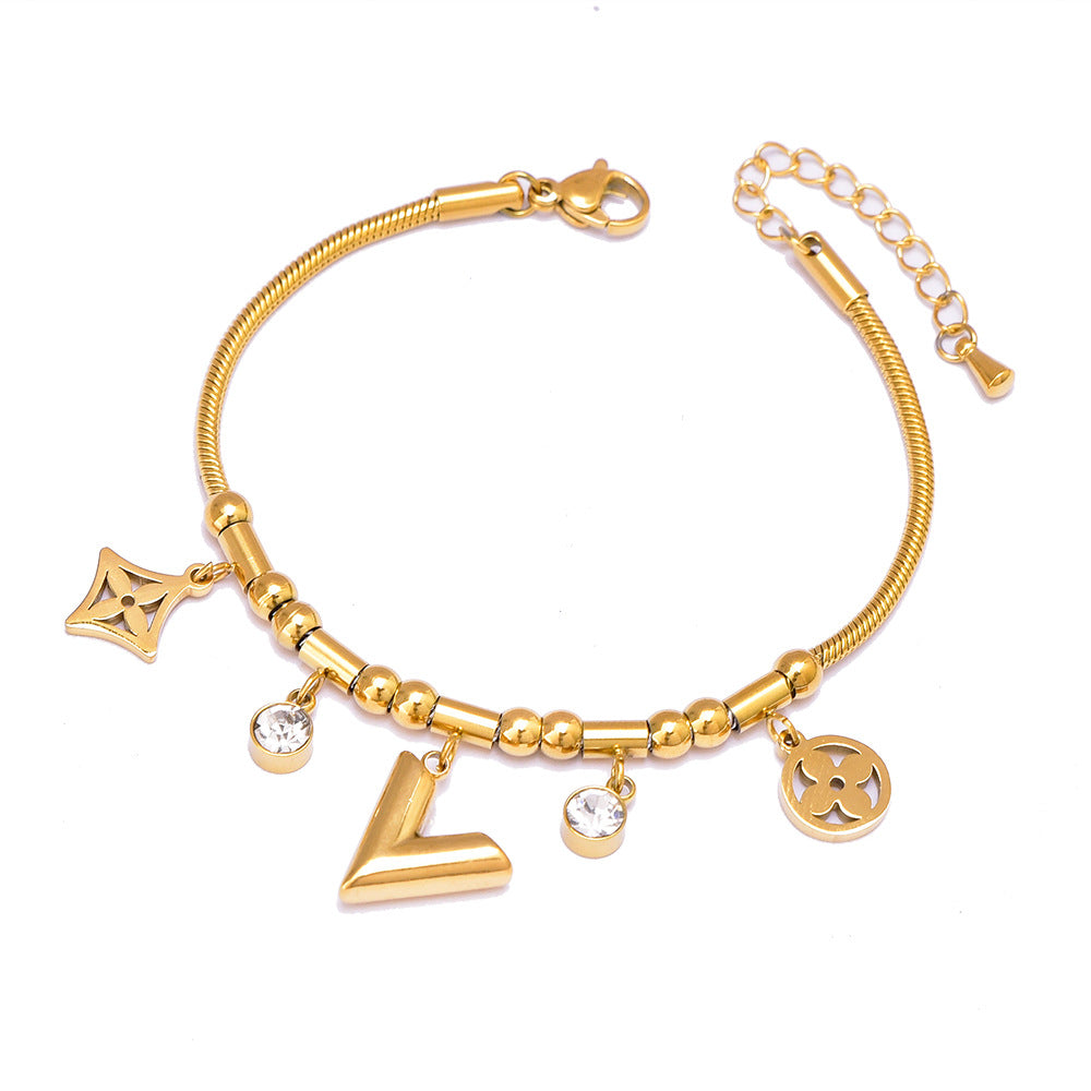 Geometric Heart Shape Shell Butterfly Five-pointed Star Titanium Bracelets