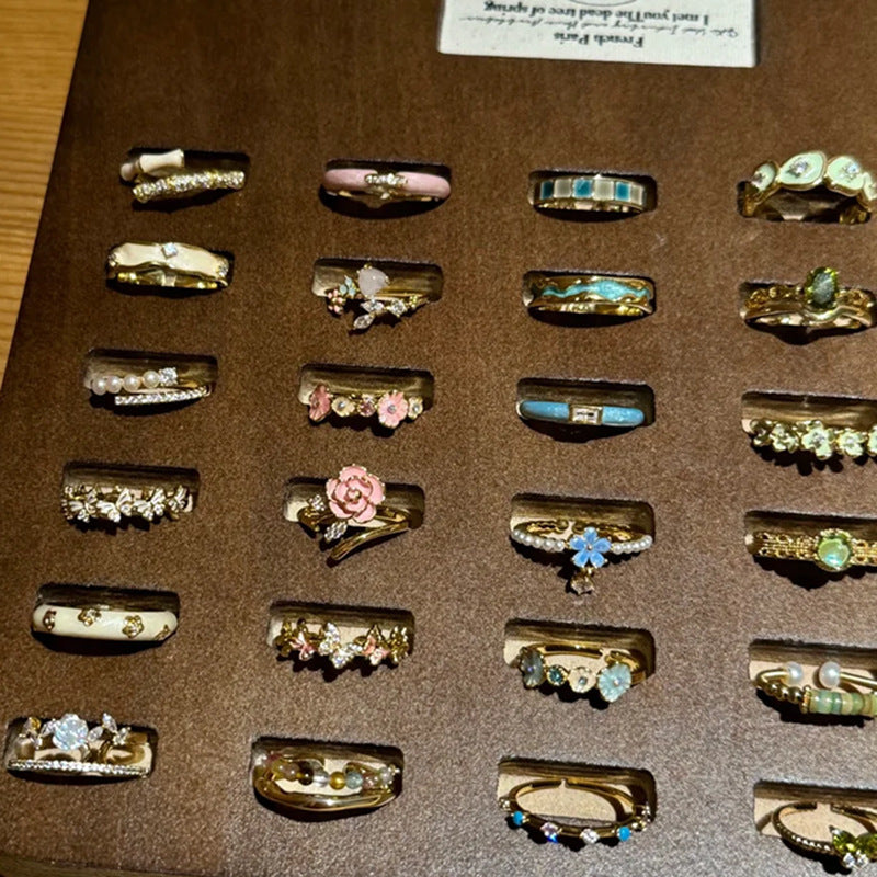 Enamel Flower Butterfly Female Style Niche High-grade Rings