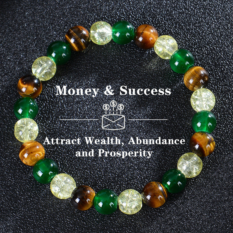 Natural Tigereye Citrine Malachite Beaded Wealth Bracelets