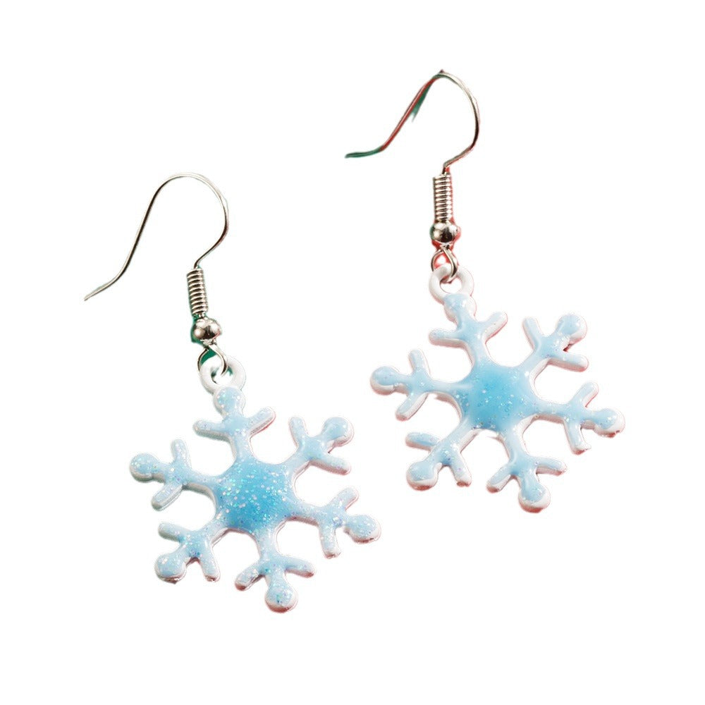 Women's Hollow Snowflake Bow Drop Oil Ear Earrings