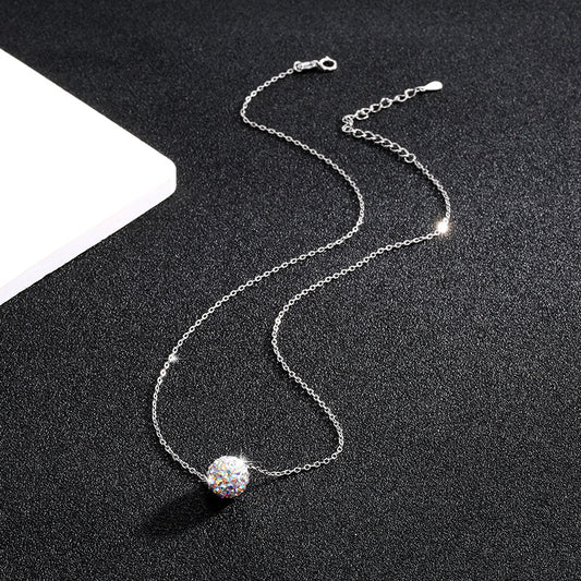 Women's Sier Crystal Ball Simple High Sense Personalized Necklaces