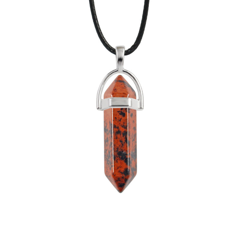 Natural Stone Hexagon Prism Fashion Crystal Necklaces
