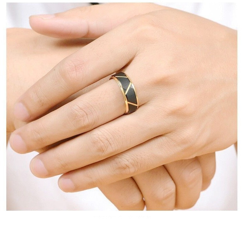 Men's Titanium Steel High-grade Black Gold Two-color Rings