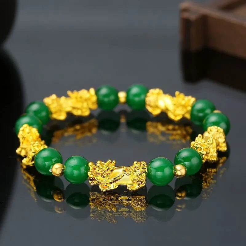 Gold Pi Imitation Obsidian Six Words Bracelets