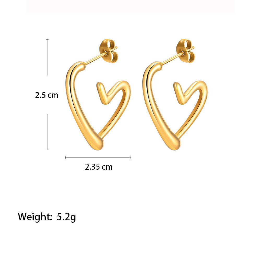Women's Simple Stainless Steel Love Cold Style Earrings