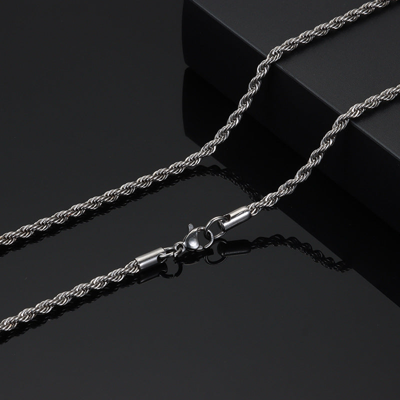 Women's & Men's Flowers Chain For Twist Choker Titanium Necklaces