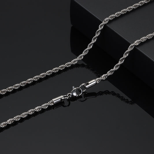 Women's & Men's Flowers Chain For Twist Choker Titanium Necklaces