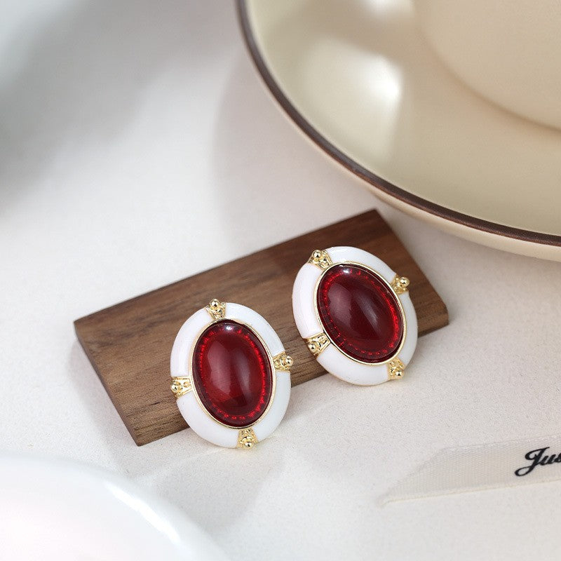 Style Vintage Court Dripping Oil Flower Earrings