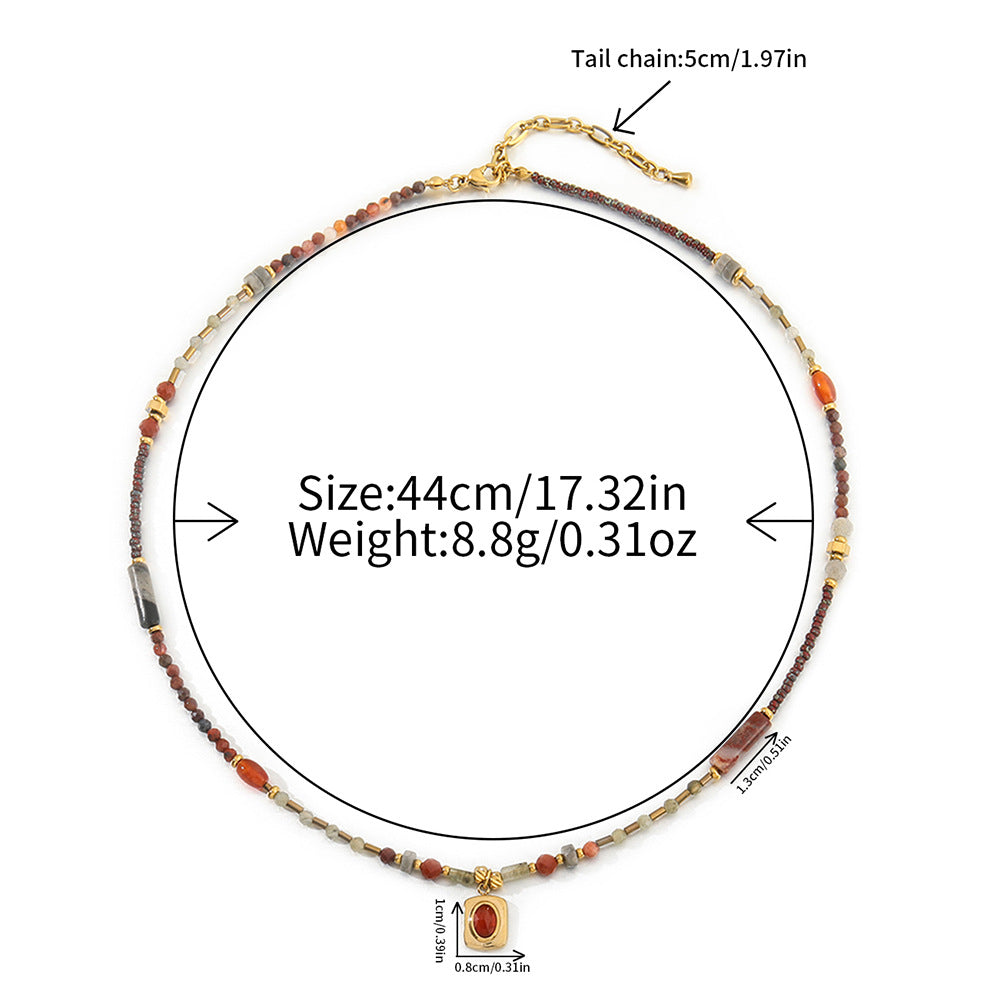 Good-looking Redstone Hand-woven Temperament Entry Lux Necklaces