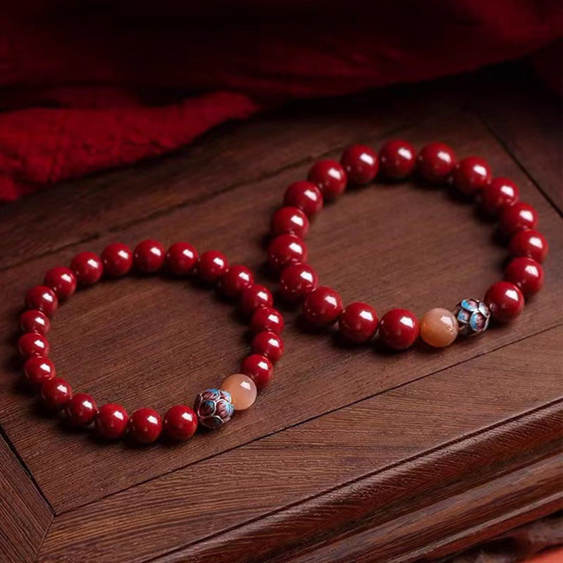 Women's & Men's Heart Cinnabar Buddha Beads Life Dragon Bracelets