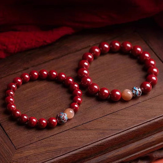 Women's & Men's Heart Cinnabar Buddha Beads Life Dragon Bracelets