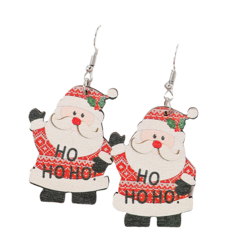 Series Cartoon Cute Creative Design Santa Claus Moon Earrings