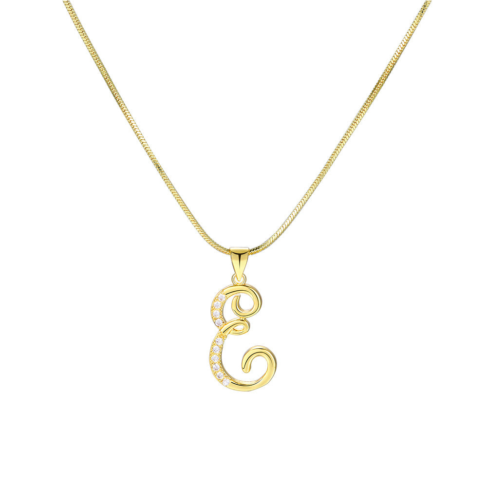 Simple Copper Inlaid Zircon Snake Chain Necklaces