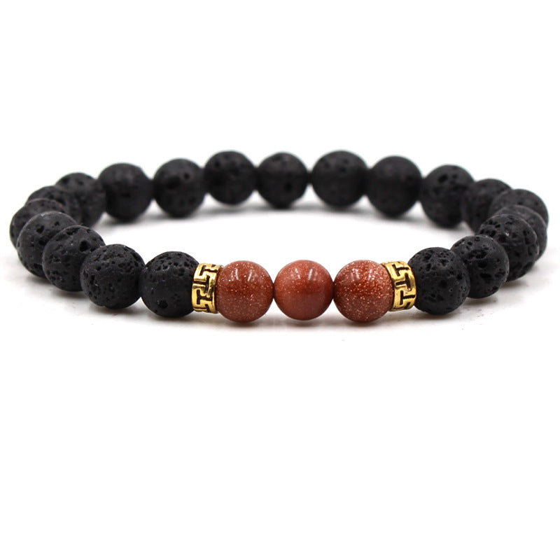 Women's & Men's Volcanic Rock Black Lava Turquoise Red Agate Bracelet