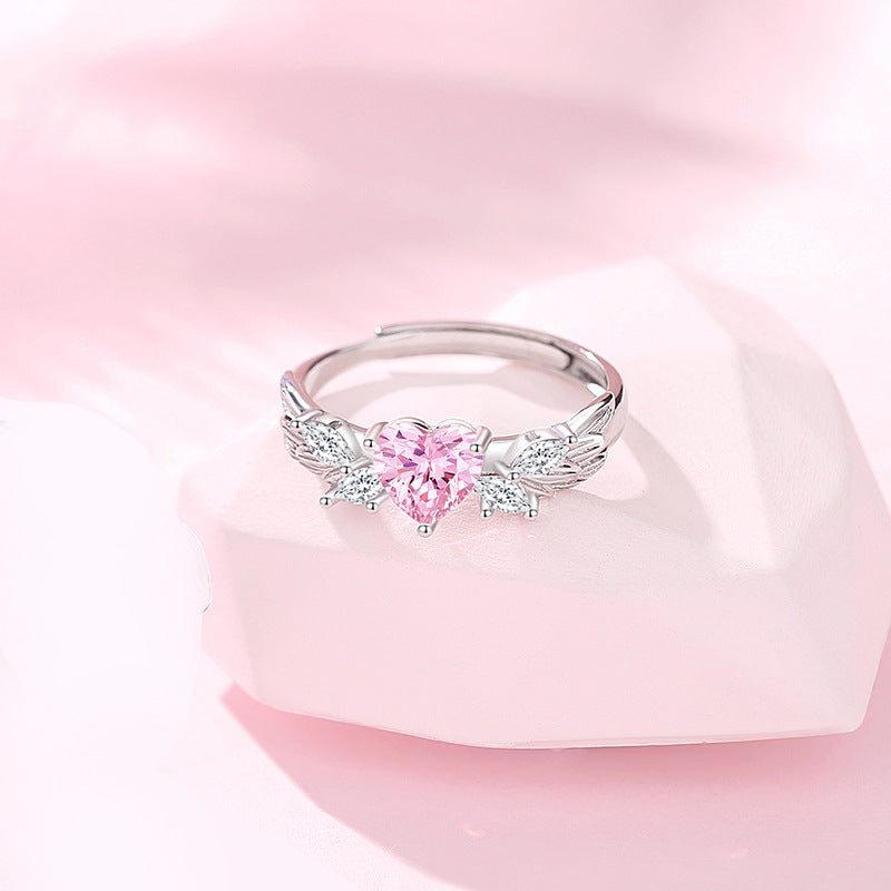 Women's & Men's You Love Couple Sterling Sier Design Pink Rings