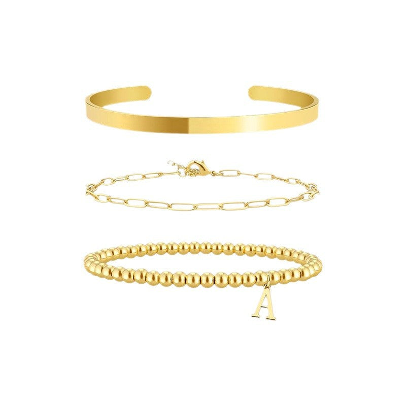 Letter Golden Balls Beaded Clip Glossy Bracelets