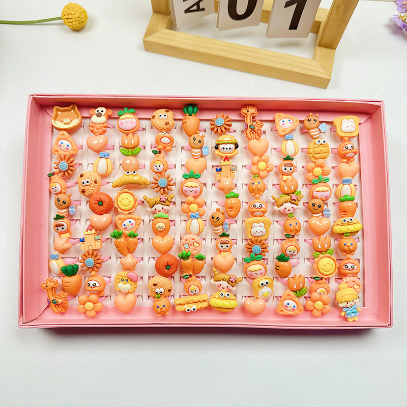 Children's Cartoon Nostalgic Frosted Texture Plastic Kindergarten Rings