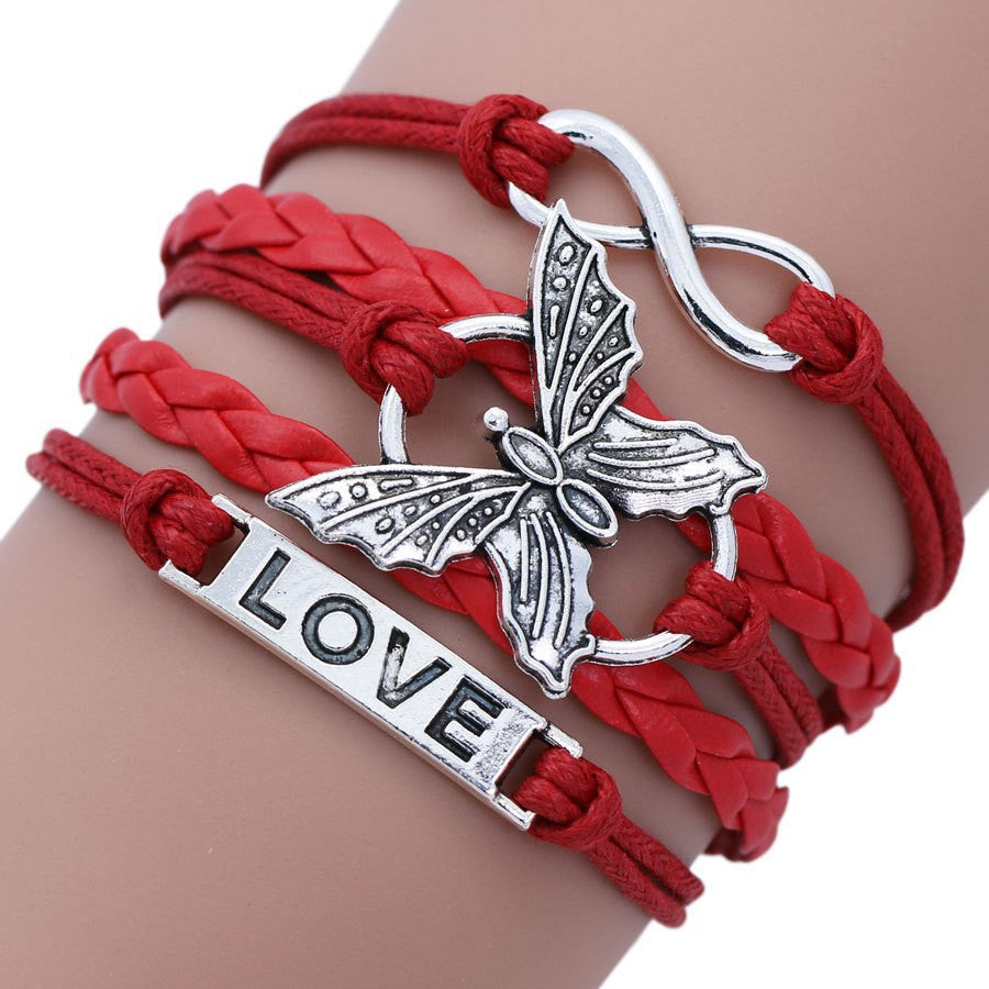 Straight Hair Hand-woven Butterfly Word Plate Bracelets