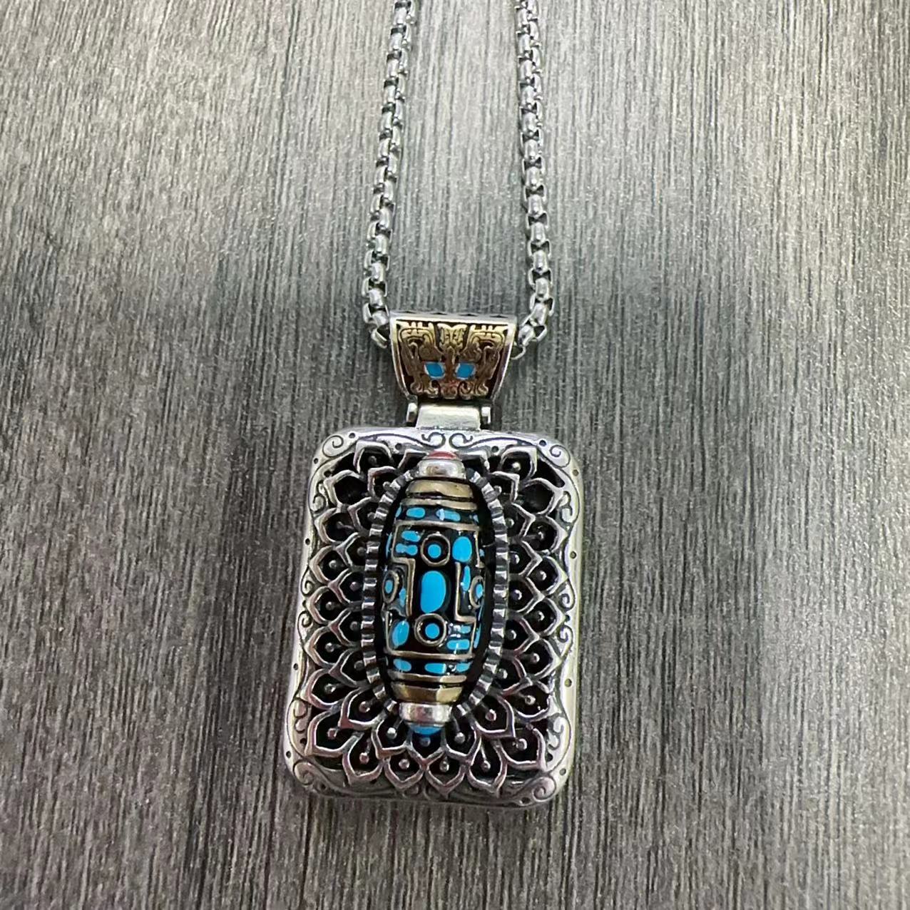 Women's & Men's Words Mantra Bead Retro Ethnic Style Thai Sier Necklaces