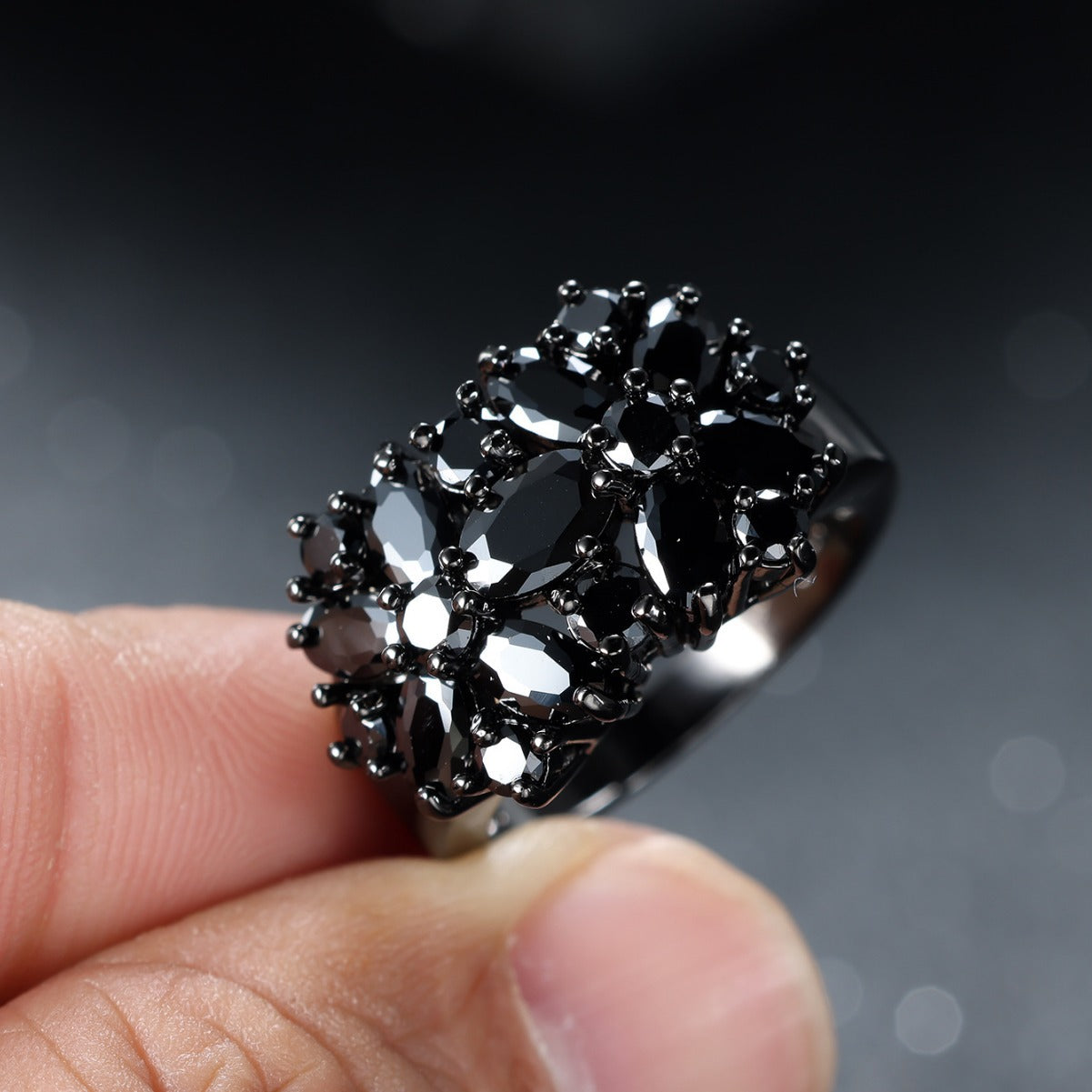Women's & Men's Sky Black Starry Zircon Personalized Creative Rings