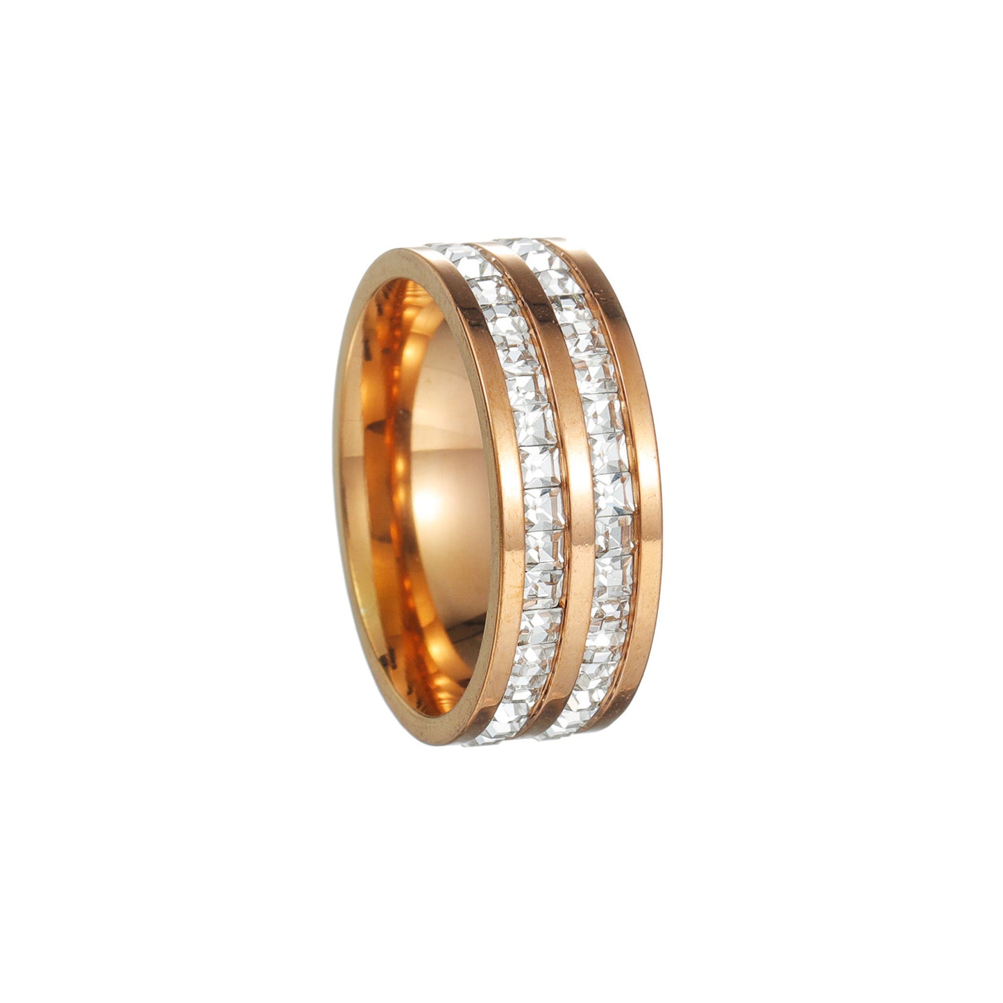 Square Diamond Zircon Titanium Steel Starry Rose Gold Popular Rings
