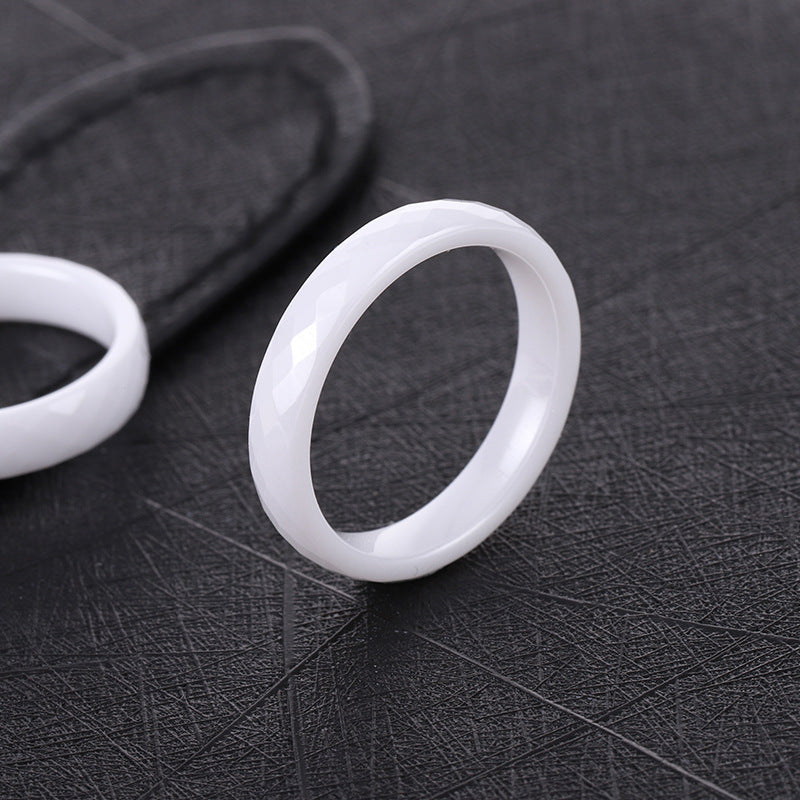 Ceramic Cut Diamond Black White Zirconium Rings