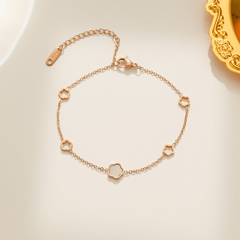 Steel Fashion White Shell Little Flower Female Bracelets