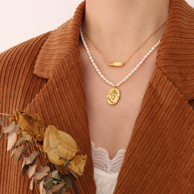 Women's Simple Trendy Titanium Steel Gold Plated Necklaces