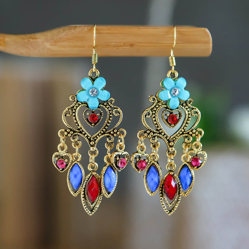Ethnic Style Your Colorful Vintage Flower Earrings