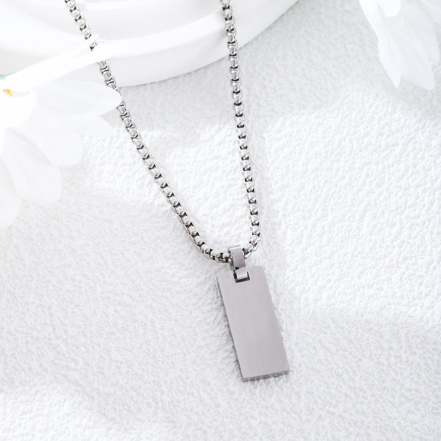 Stainless Steel Rectangular Square Pearl Personality Necklaces