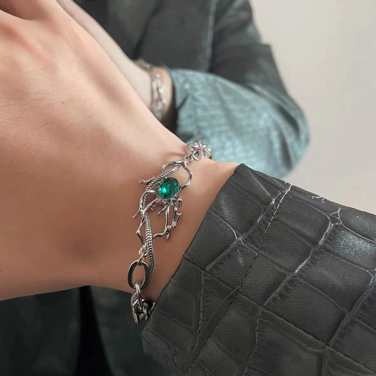 Women's & Men's Snake-shaped Neutral Obsidian Hip Hop Retro Cuban Couple Accessories Bracelets