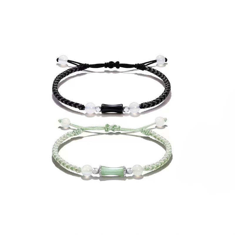 Natural Black Agate Couple Light Luxury Bracelets