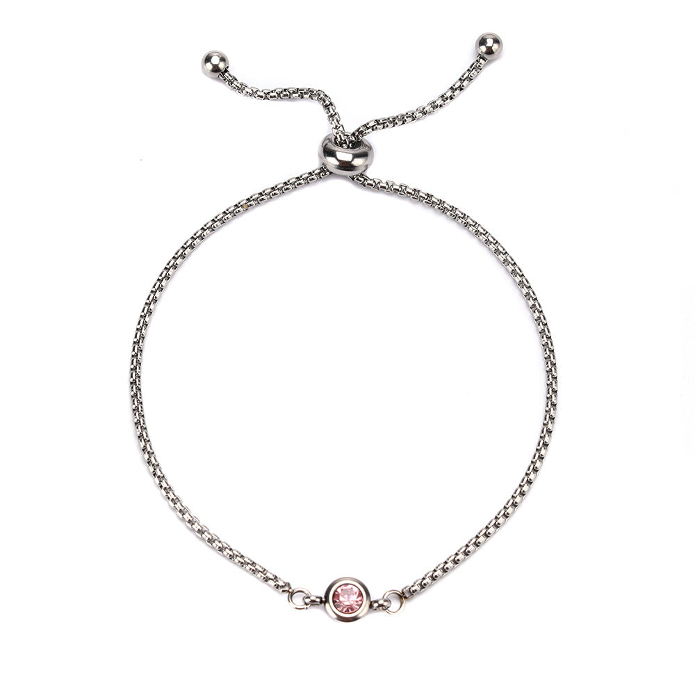 Women's Simple Stainless Steel Twee Birthstone Mother's Bracelets