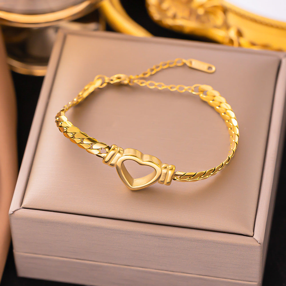 Titanium Steel Gold Vintage Love Double Bracelets