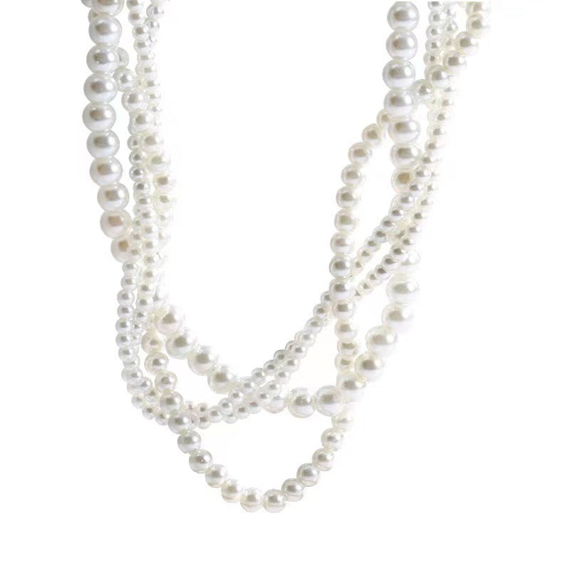 Classic Style Twin Baroque Pearl Clavicle Chain Light Necklace