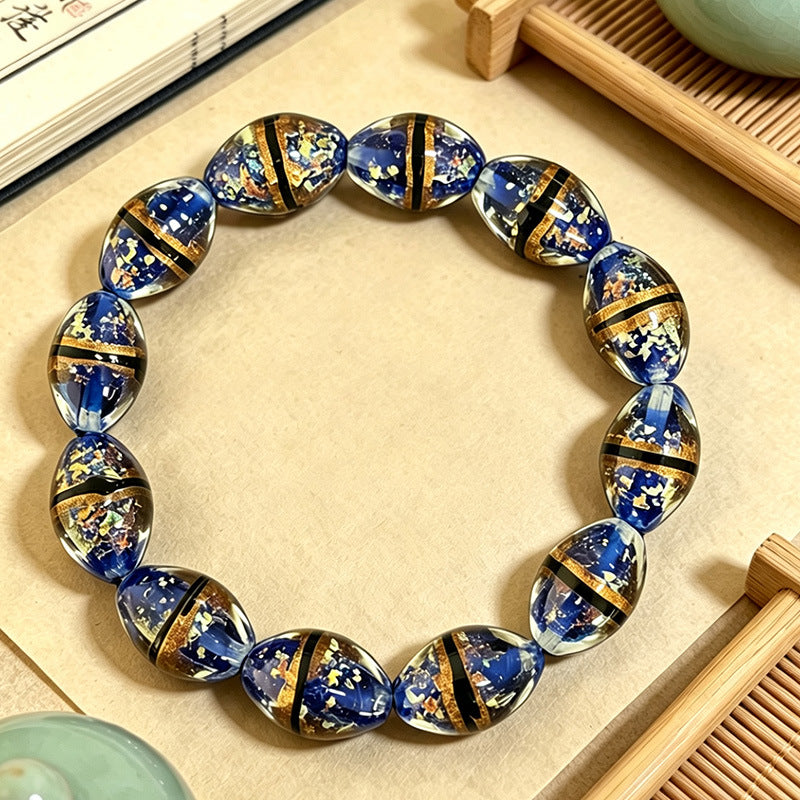Women's & Men's Luminous Two-color Waist Drum Colored Glaze Crafts Beaded Bracelet