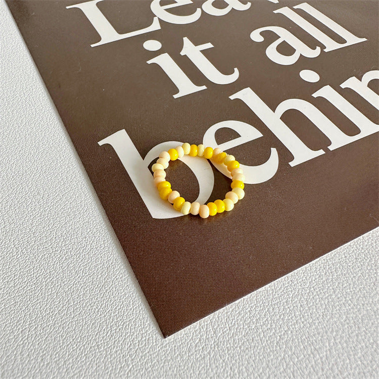 Cartoon Puppy Smiley Face Resin Color Transparent Rings