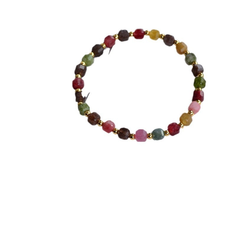 French Minority Retro Colorful Geometric Cube Sugar Cut Angle Bracelets