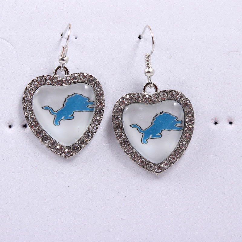 Peach Heart Spot Drill Sports Team Series Earrings