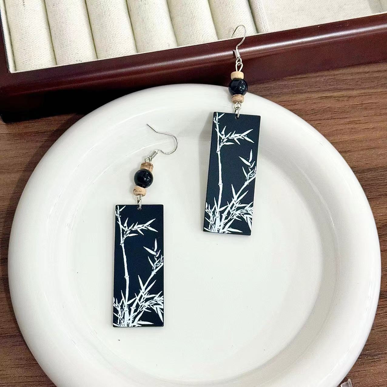 Women's National Fashion Cheongsam Elegant Bamboo Fan Earrings