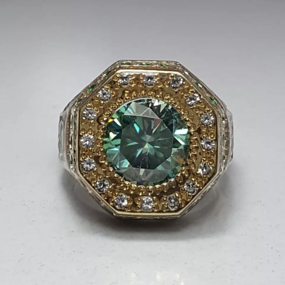 Men's Ornament Popular Retro Totem Two-tone Domineering Rings