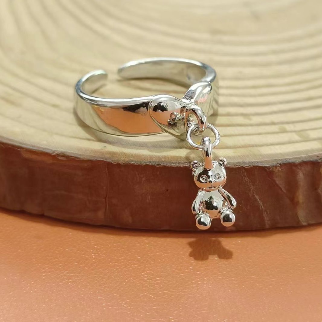 Simple Sweet Loving Heart Bear Opening Rings