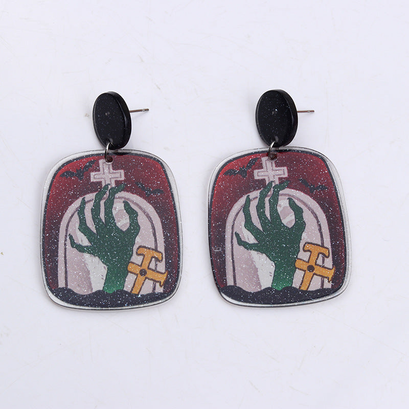 Square Design Sense Fashion Personality Pumpkin Grave Earrings