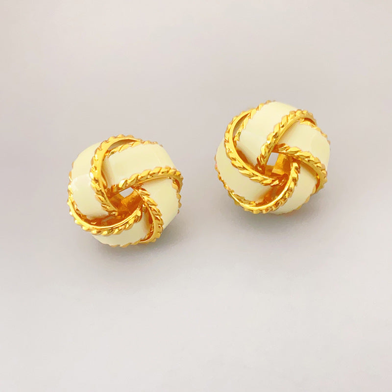 Gold Twist Enamel Glaze Drop Oil Sier Needle Special Earrings