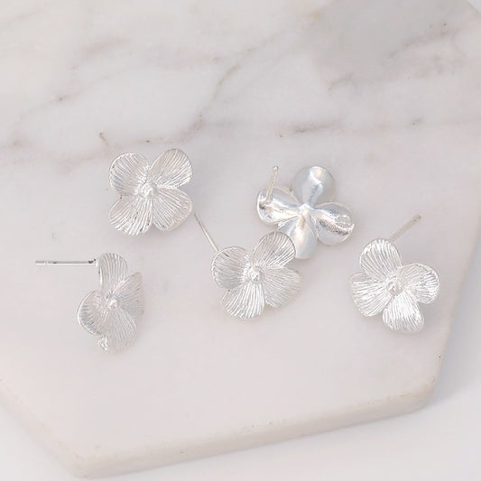 Flower Petals Sier Fashion Copper Accessories Earrings