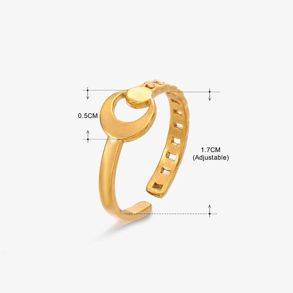 Women's Popular Stainless Steel Geometric Ellipse French Retro Rings