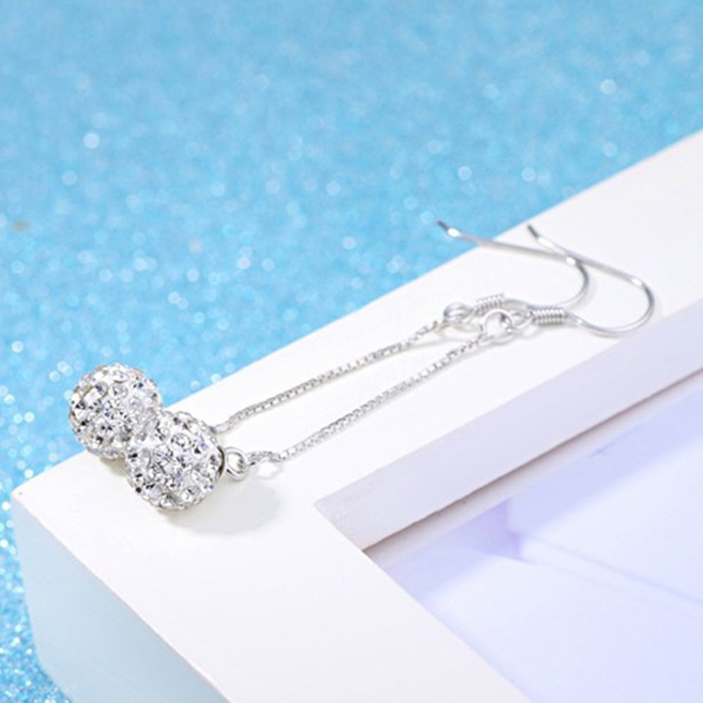Elegant Female Princess Ball Sier-plated Fashion Tassel Long Inlaid Earrings