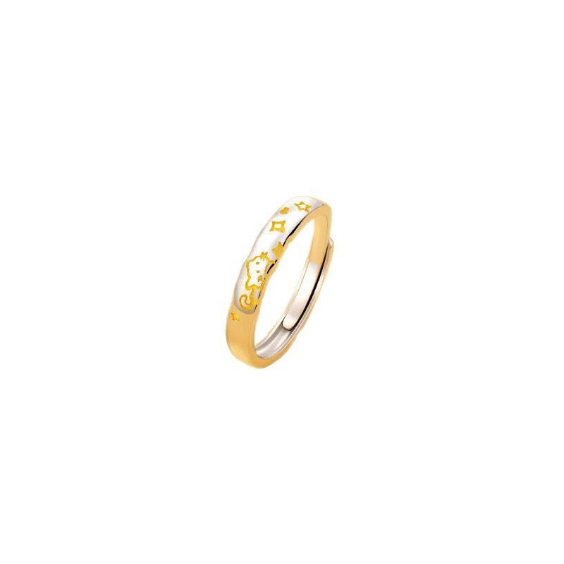 Women's & Men's Couple Sier Dogs Cats Pet Sweet Holiday Rings