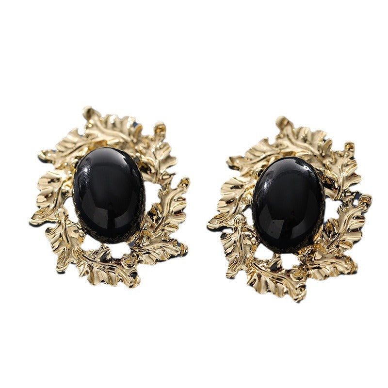 Women's French Irregular Exaggerated Metal Sier Pin Design Ear Unique Stud Earrings