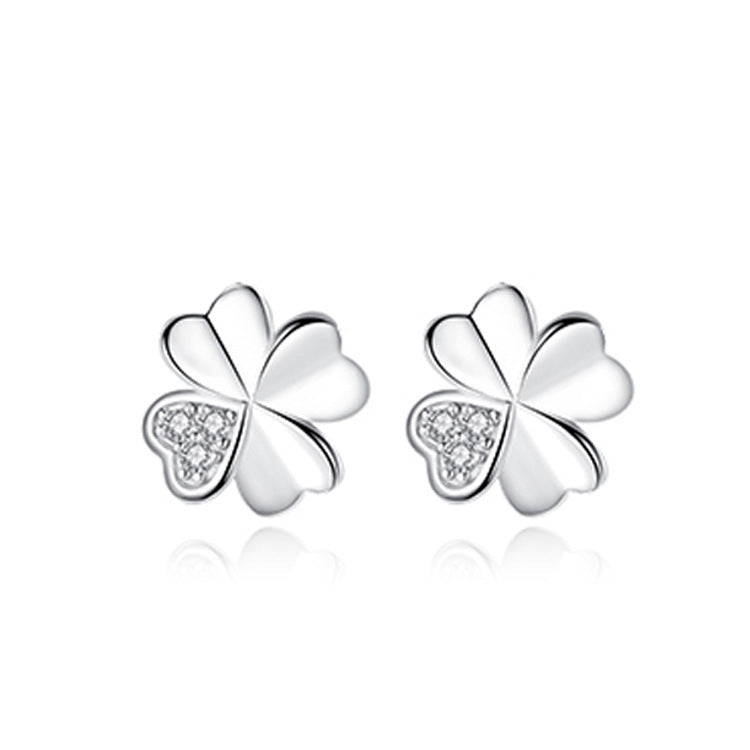 Women's Diamond Four Leaf Clover Ear Minority Fashion Light Luxury Earrings